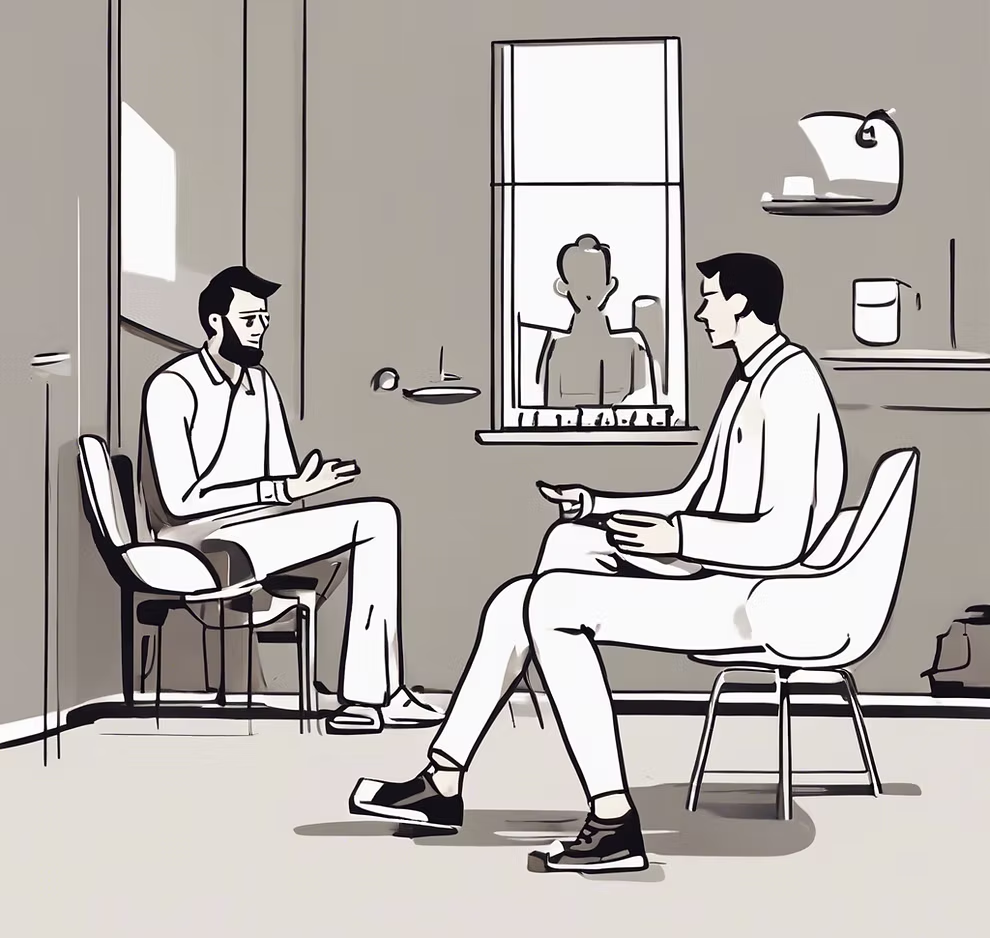 Graphic of a counsellor and patient